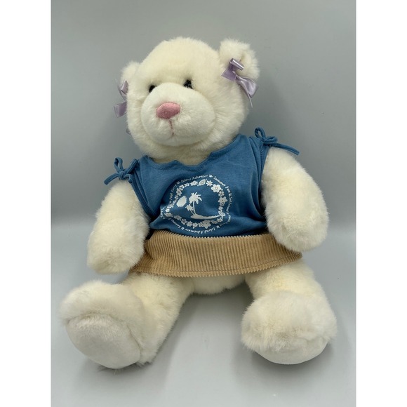 Build a Bear Cream White Teddy Bear Lilac Bows Blue Summer Top Corduroy Skirt - Picture 8 of 8